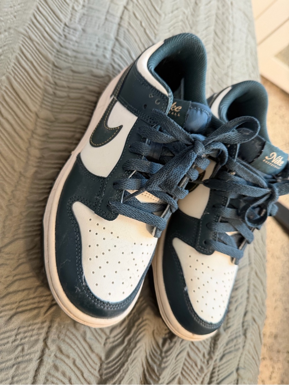 Nike Kids Low-Top Sneakers in White and Teal